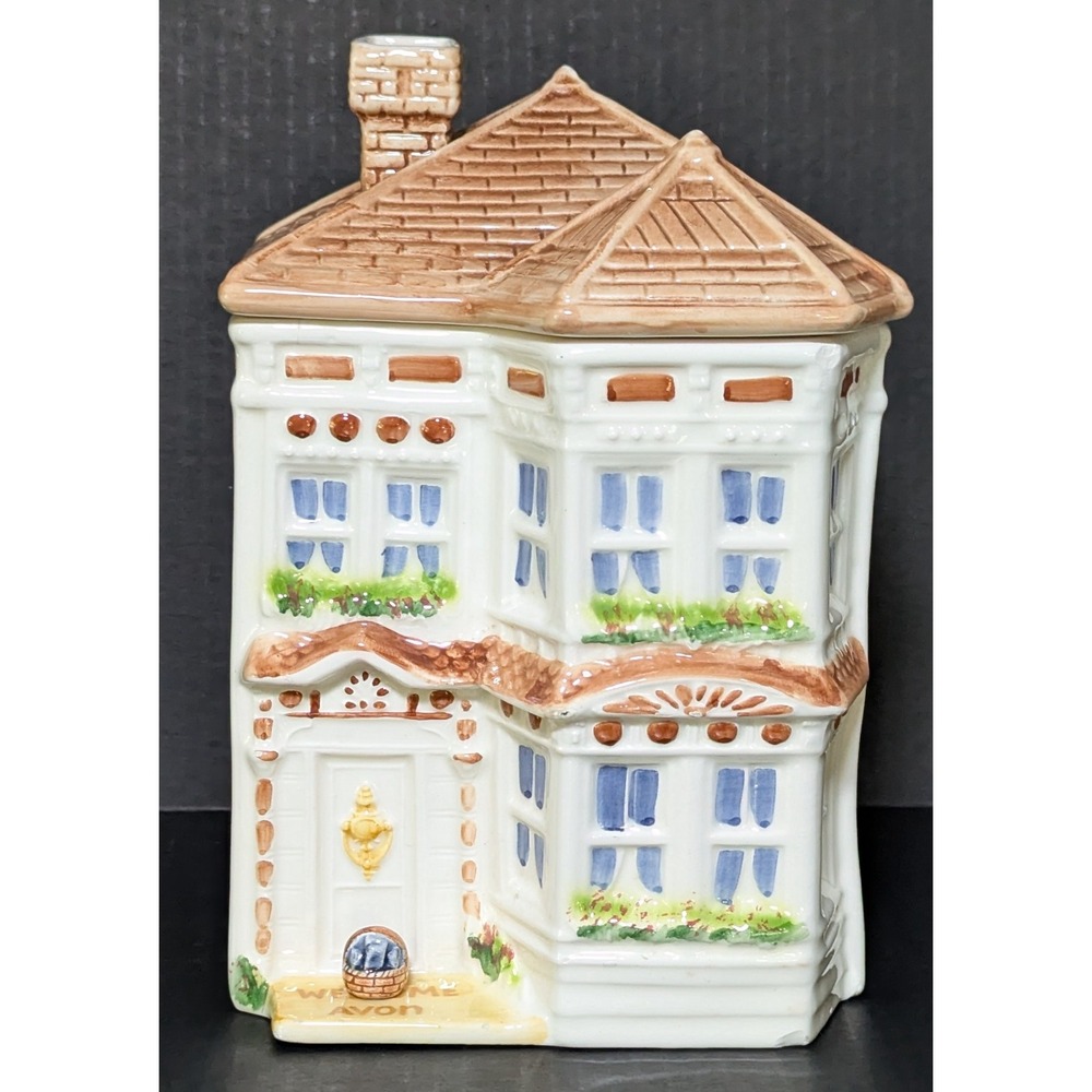 Vintage 1983 Avon Townhouse Ceramic Canister/Cookie Jar Exclusive to Reps